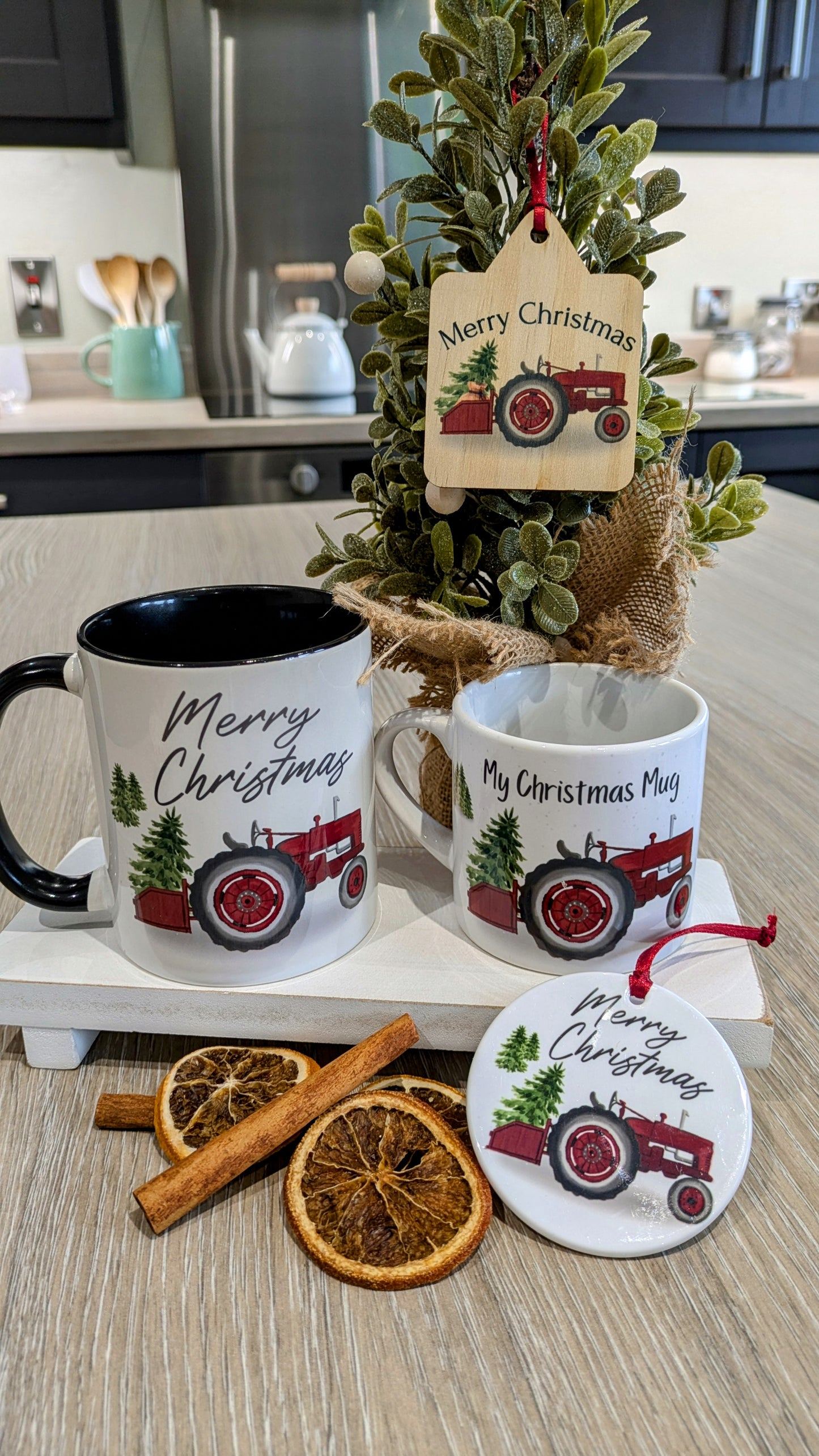 Christmas collection of santa's vintage tractor - farmer – farming – gift – farmhouse – country kitchen – country style – country Christmas decor country living style – farmers wife – Christmas gift ideas