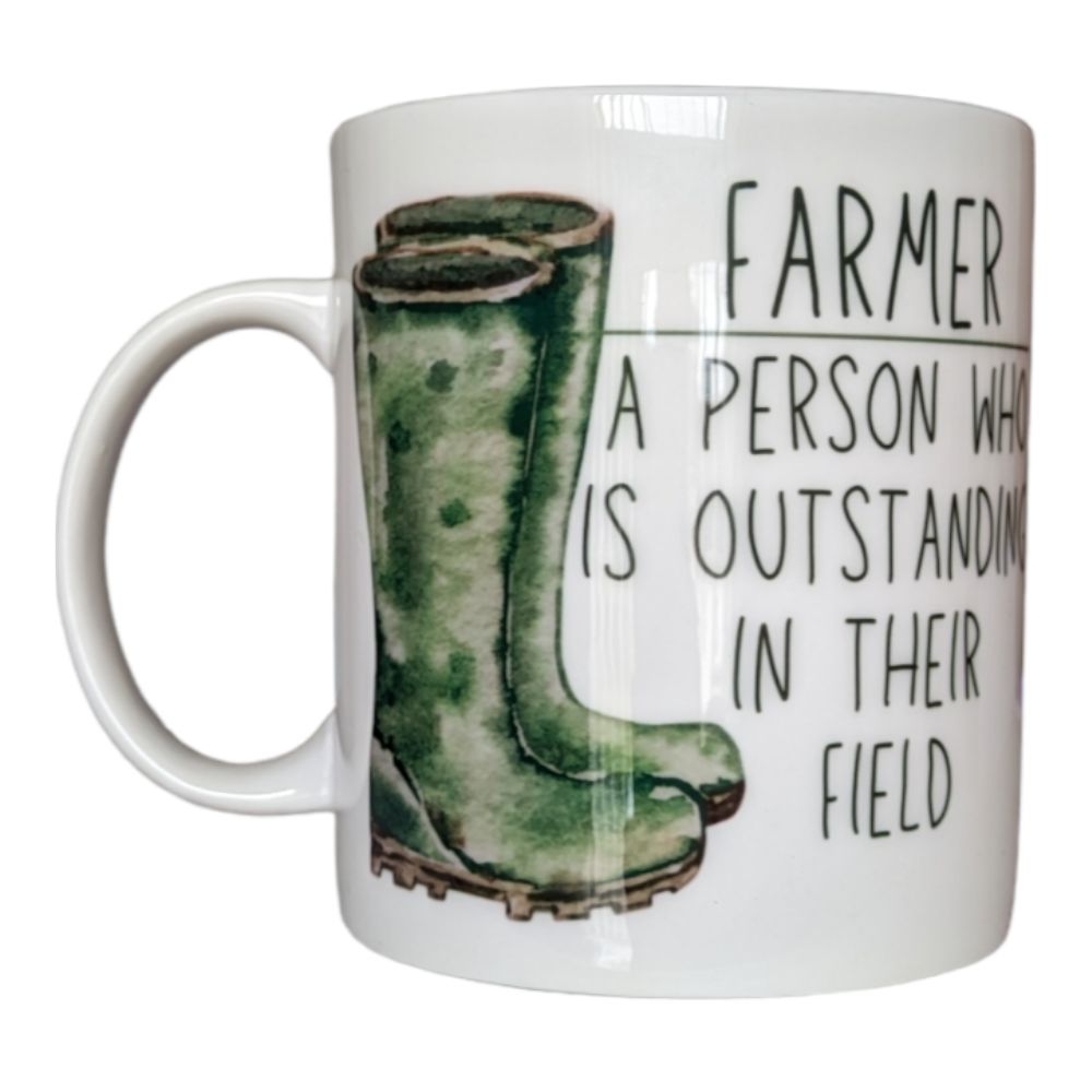 Green Farmer Wellies Mug - Farmer; A Person Outstanding in Their Field ...