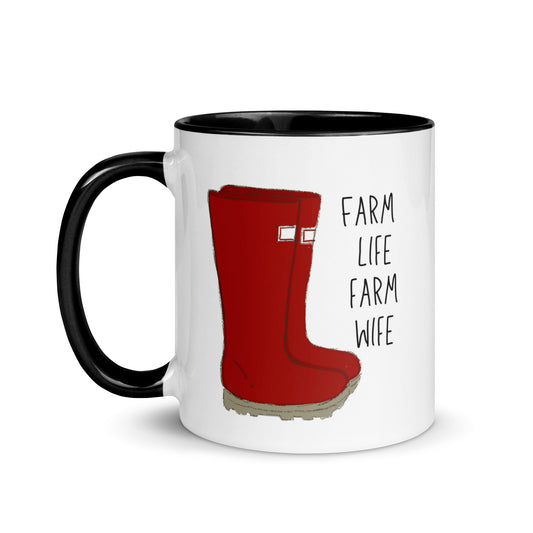 farmer – farming – green wellies - ladies – girl – woman – wellies – gift – farmhouse – country kitchen – country style – country homeware – mug – bone china – country living style – farmers wife