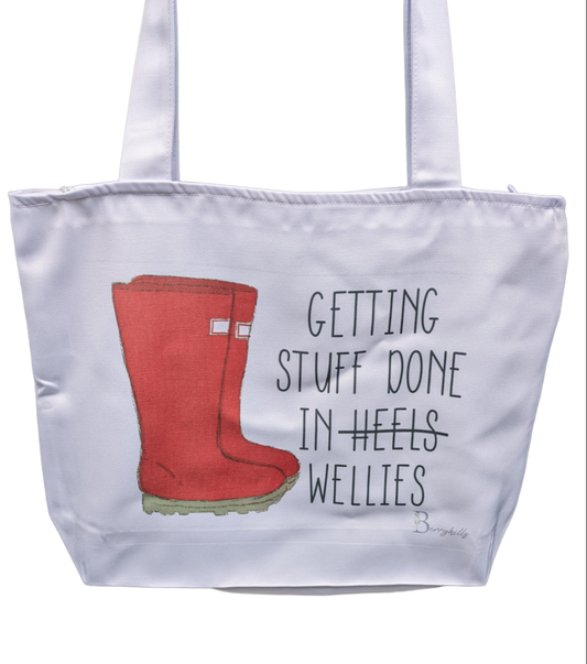 farming - wellies - hunter wellies - tote bag - farm wife - womens farming gift