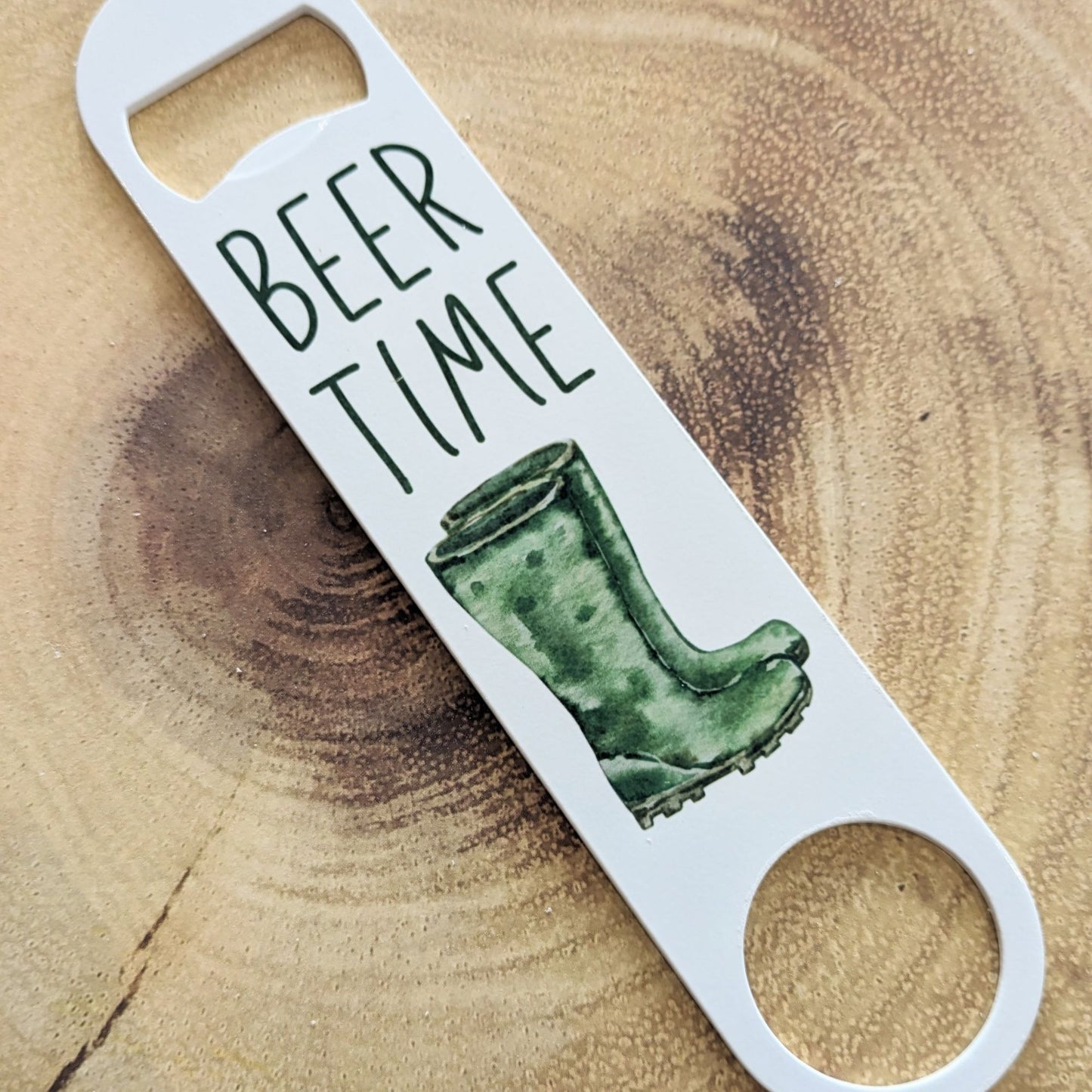 beer bottle opener with green farmer wellies illustration perfect gift for farmers who love beer Christmas birthday or fathers day gift idea for dad hisband brother grandad