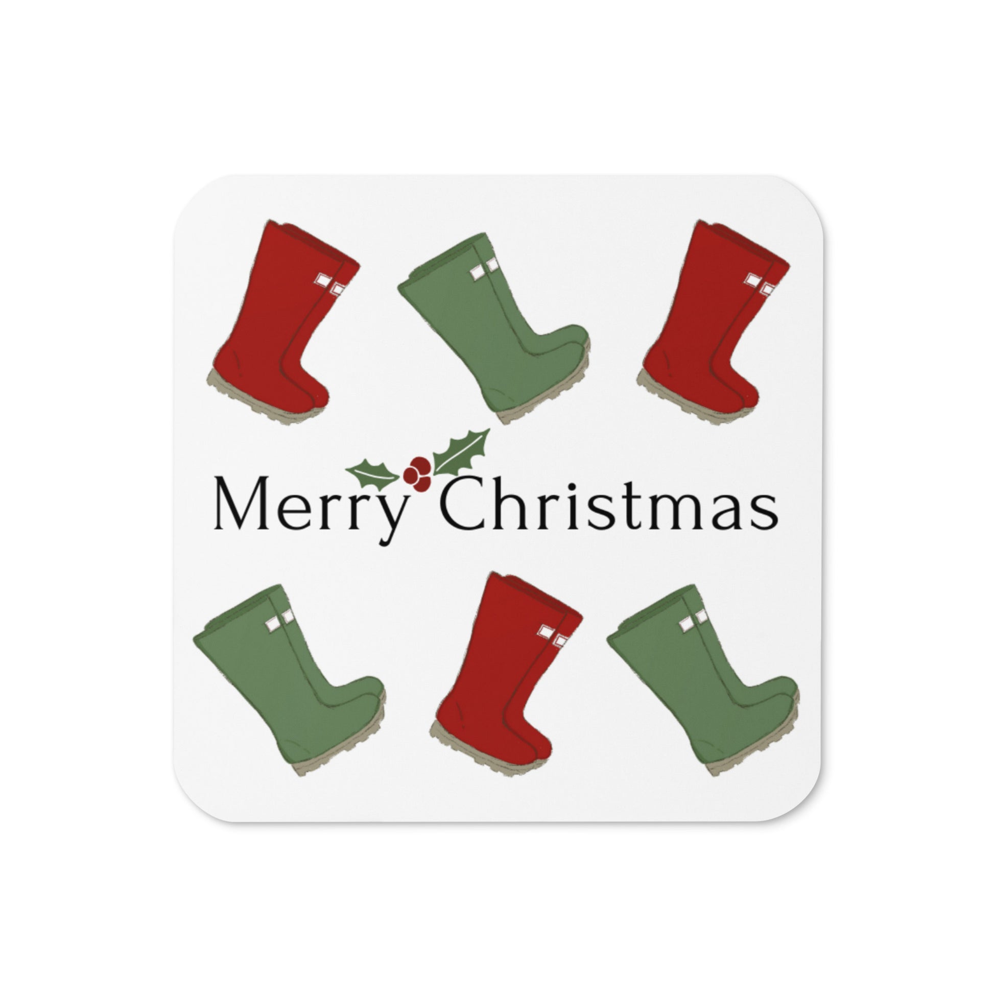 Holly Jolly Christmas coaster to match the holly jolly wellies mug a perfect match and great Christmas gift for farmers farm girl shepardess