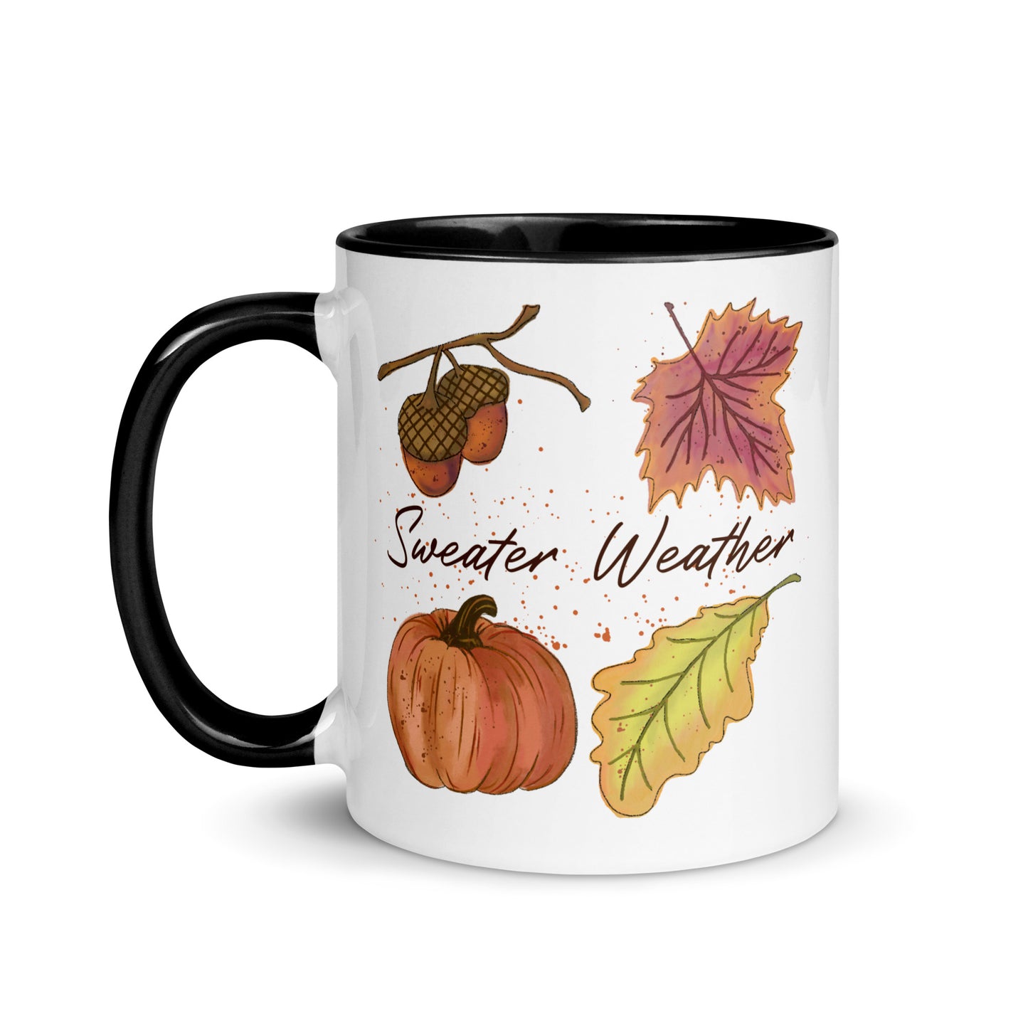 sweater weather mug - farming - gift bone china mug - hello autumn - farmhouse country kitchen decor - fall season - Halloween decor - acorns leaves September October birthday country living