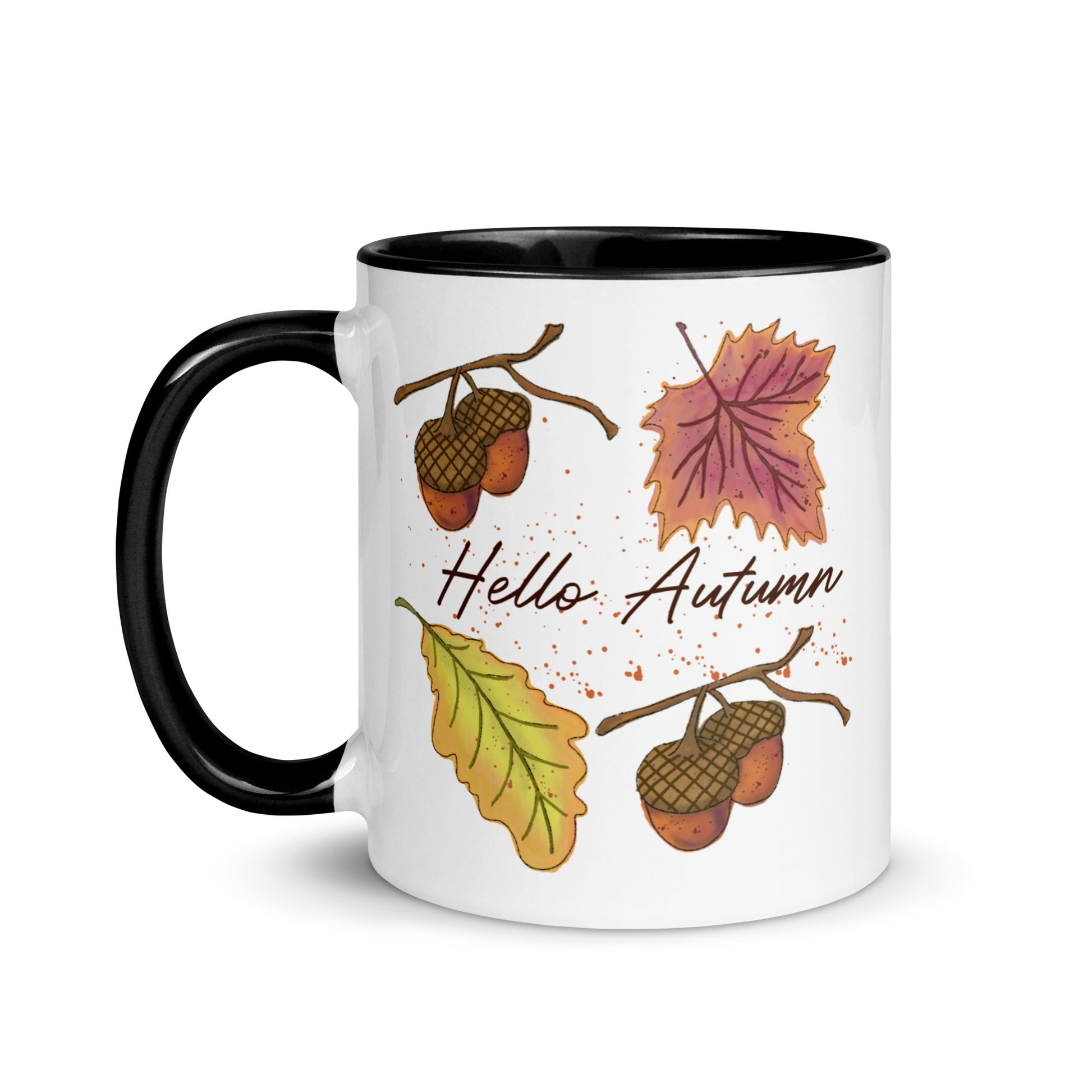 farming - gift bone china mug - hello autumn - farmhouse country kitchen decor - fall season - Halloween decor - acorns leaves September October birthday country living