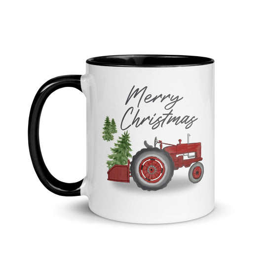 farmer – farming – gift – farmhouse – country kitchen – country style – country homeware – mug – bone china – country living style – farmers wife – Christmas gift ideas - childrens gift mug – vintage tractor red – santa’s tractor