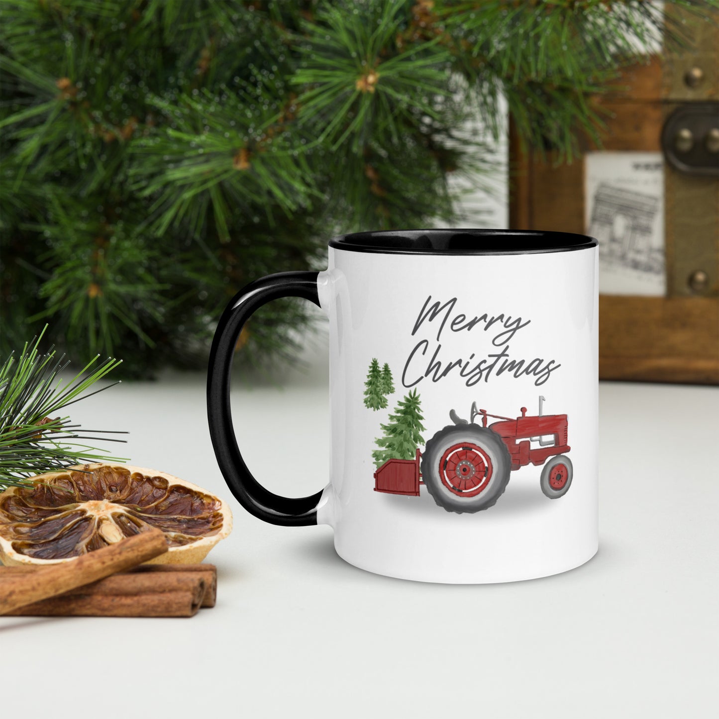 farmer – farming – gift – farmhouse – country kitchen – country style – country homeware – mug – bone china – country living style – farmers wife – Christmas gift ideas - childrens gift mug – vintage tractor red – santa’s tractor