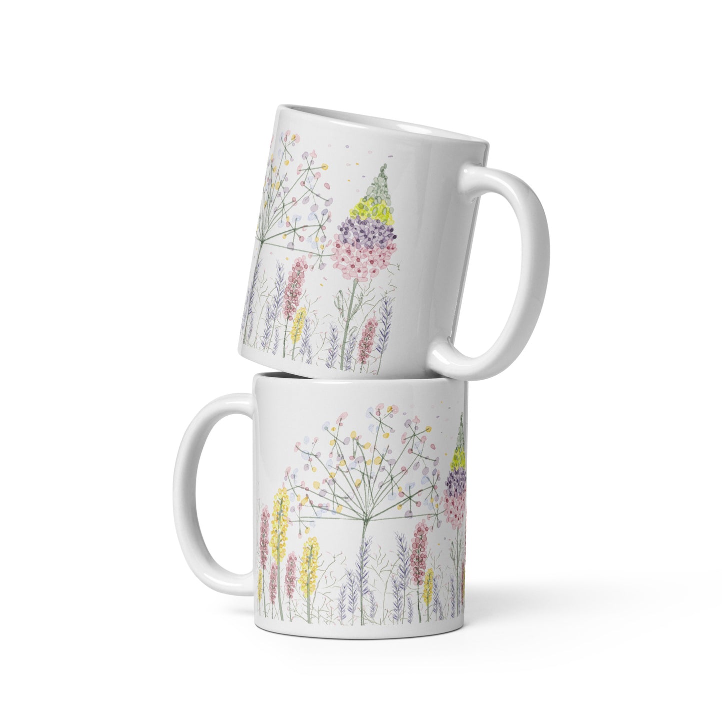 mindfulness meadow mug charity mug for breast cancer floral printed on ceramic white mug perfect for tea and coffee